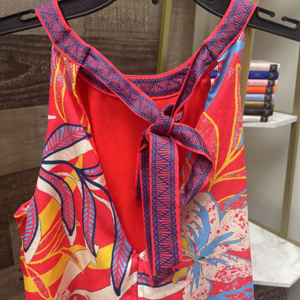 Anthro Flying Tomato Pink & Blue Halter Dress Size S