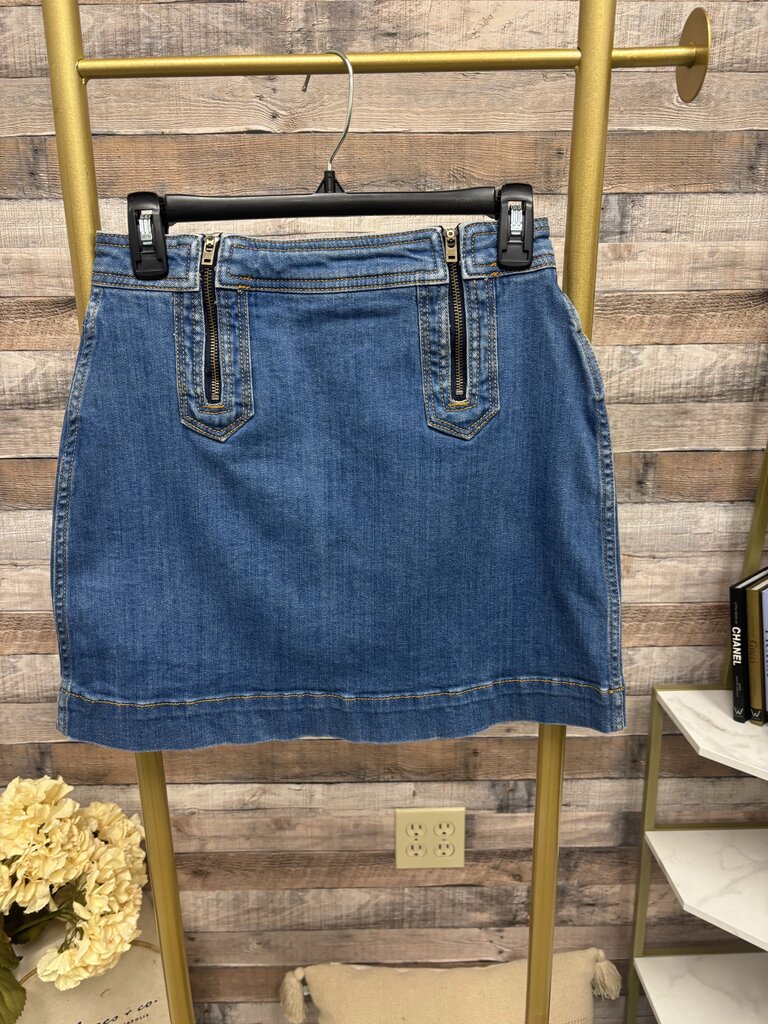 Anthro Pilcro Denim Mini Skirt w/ Zipper Detail Size 6