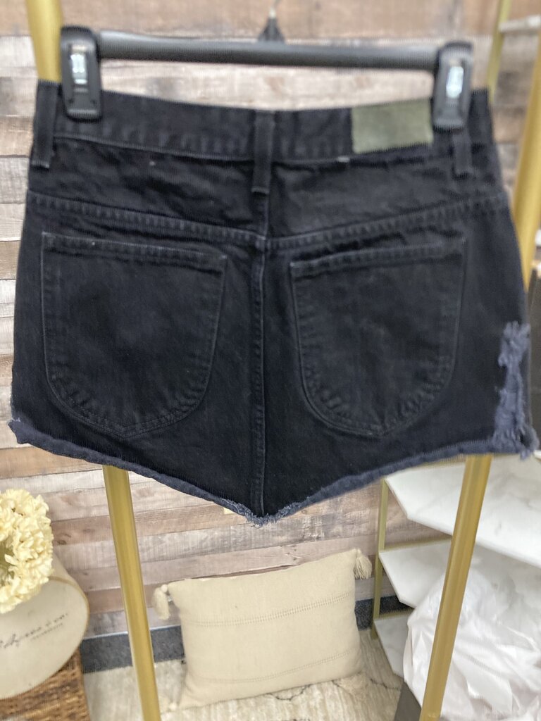 Carmar Black Denim Mini Skirt w/Silver Starts Size 28