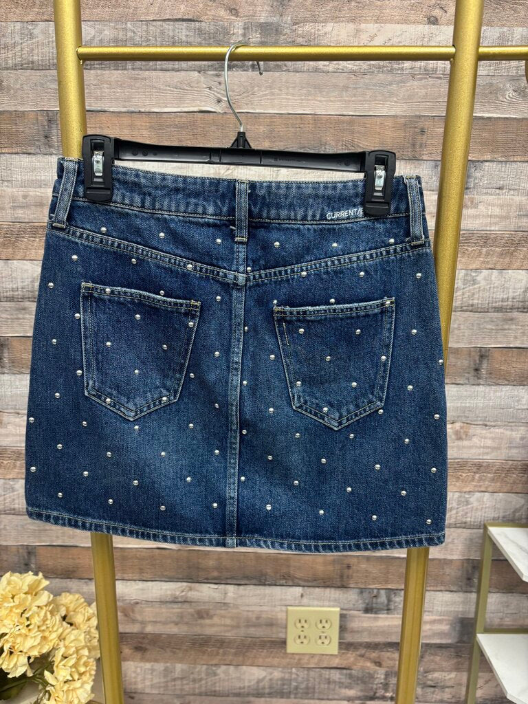 Current/Elliott Blue Denim Mini Skirt with Silver Studs Size 26