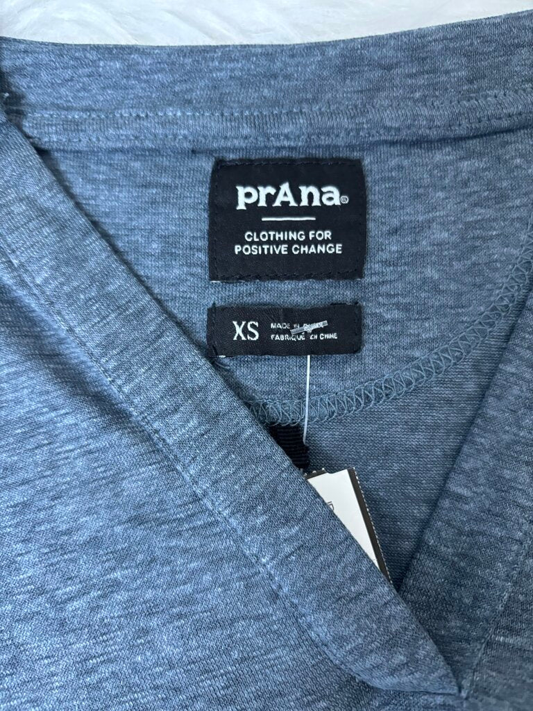 Prana Gray/Blue Long Sleeve V-neck Tee Size XS