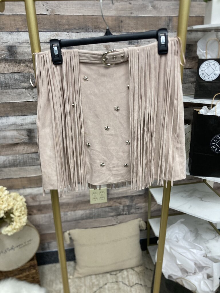 Kittenish Pink Faux Suede Fringe Mini Skirt Size M