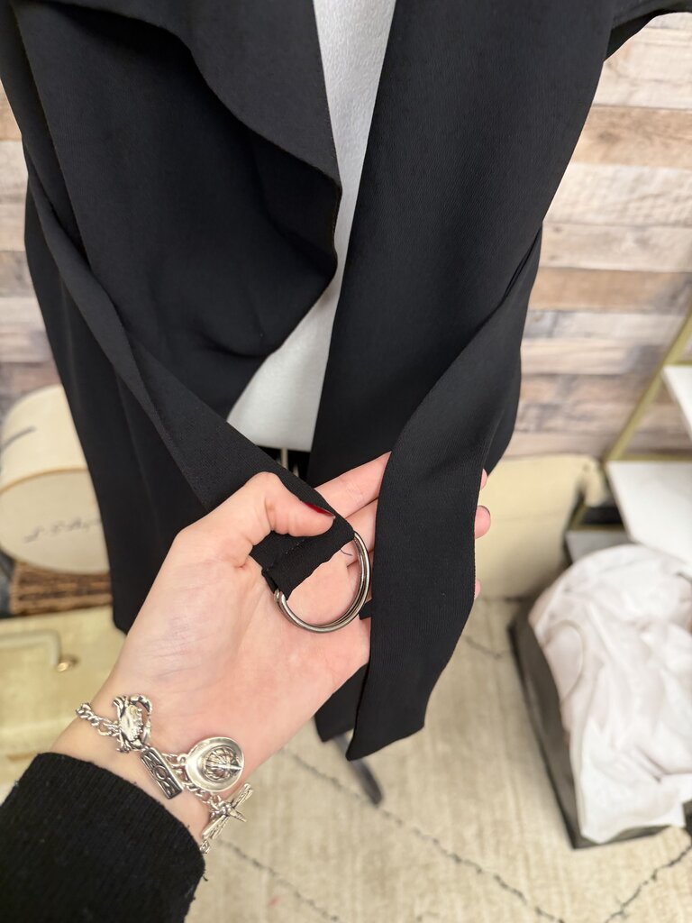 Alya Black Sleeveless Wrap Dress Size S