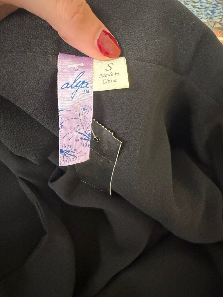 Alya Black Sleeveless Wrap Dress Size S