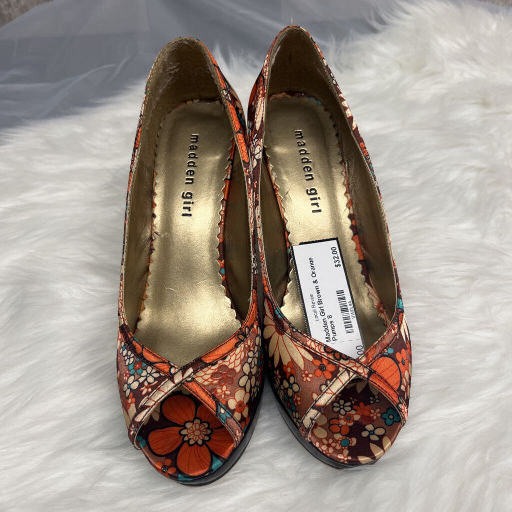Madden Girl Brown & Orange Pumps Size 8