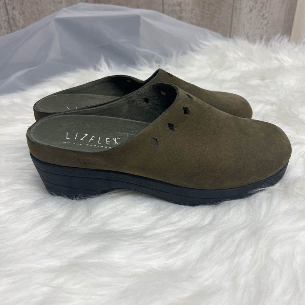 Liz Claiborne Green Suede Mules Size 7.5