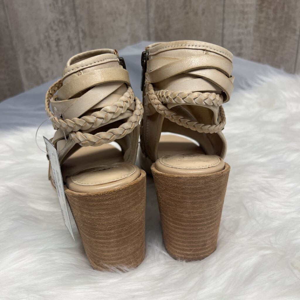 Isola Tan Open Toe Stack Heel Bootie Size 9