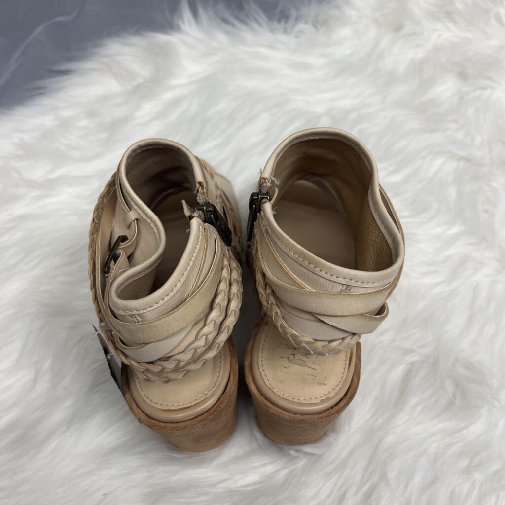 Isola Tan Open Toe Stack Heel Bootie Size 9