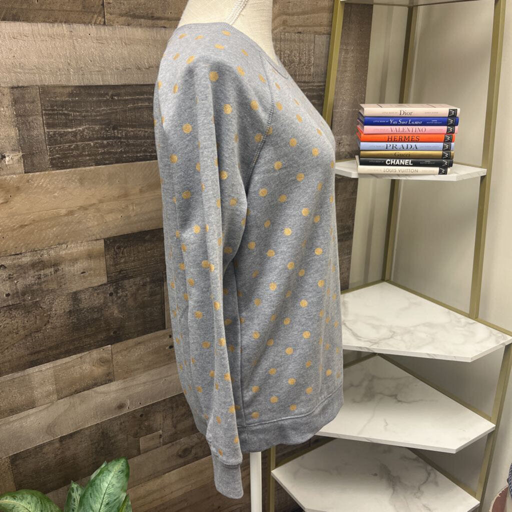 Old Navy Gray Sweatshirt w/Gold Polka Dots Size S