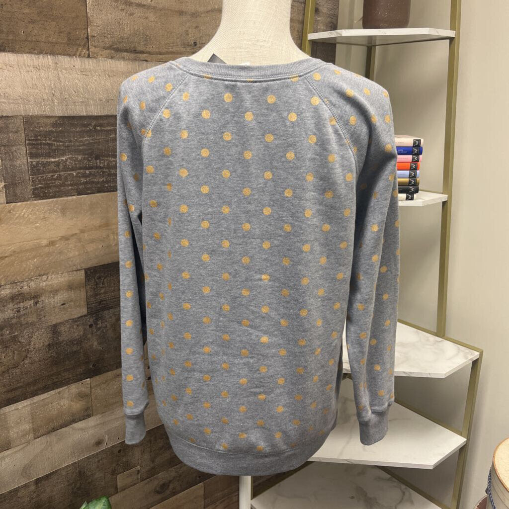Old Navy Gray Sweatshirt w/Gold Polka Dots Size S