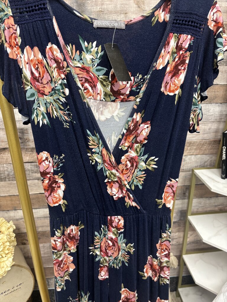 Loveappella Navy & Floral Jumper Size S