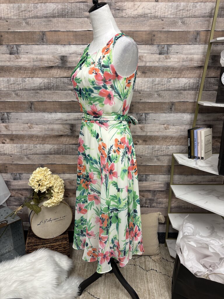 Eliza J Green & Pink Floral Sleeveless Dress Size 2