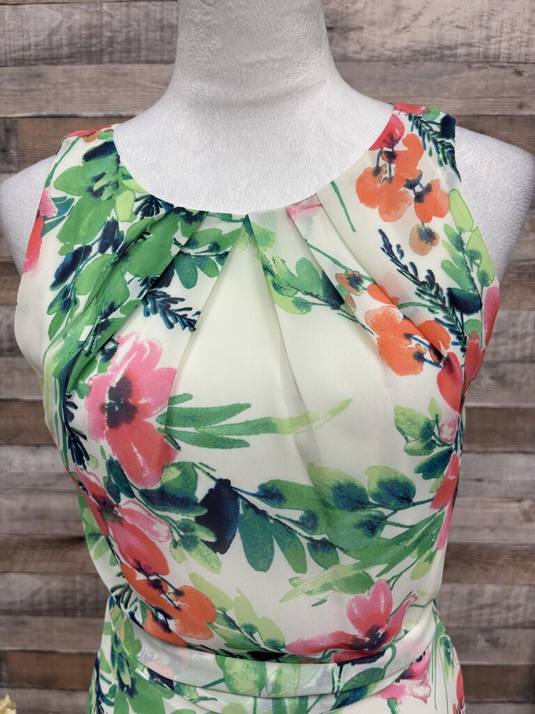 Eliza J Green & Pink Floral Sleeveless Dress Size 2