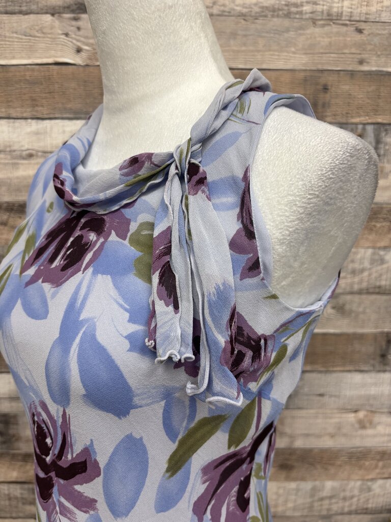 Ann Taylor Purple Floral Tie Neck Dress Size 2