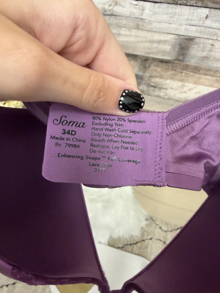 NWT Soma Enhancing Shape Plum Bra Size 34D