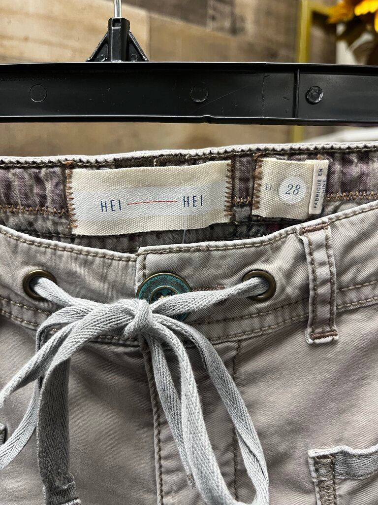 Anthro Hei Tan Cargo Drawstring Chino Size 28