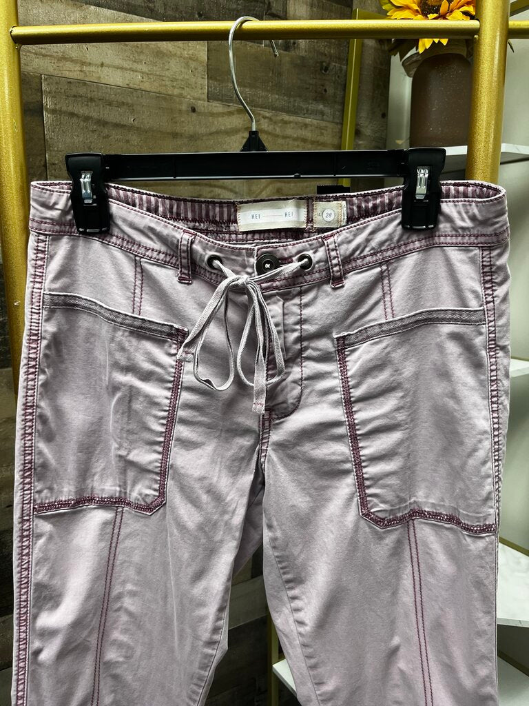 Anthro Lilac Hei Cargo Drawstring Chino Size 28