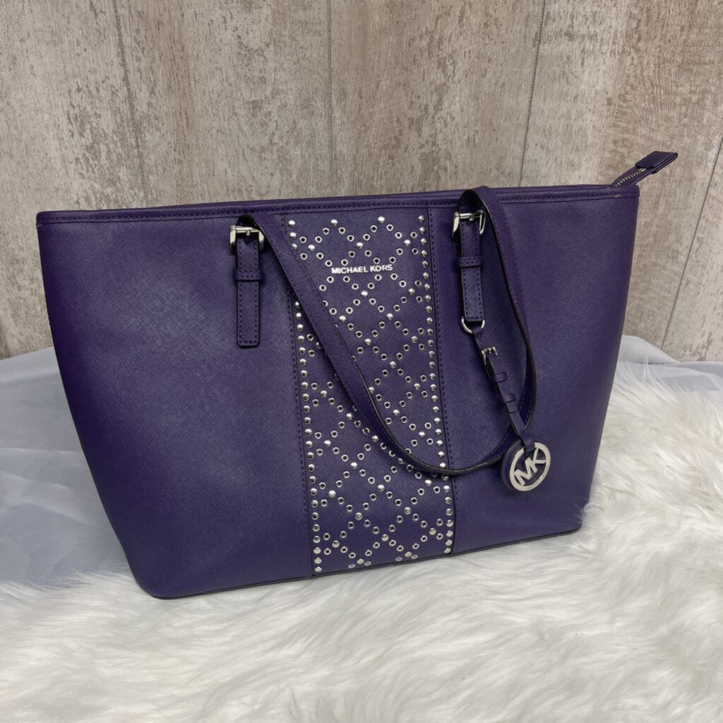 Michael Kors Purple & Silver Grommet Tote