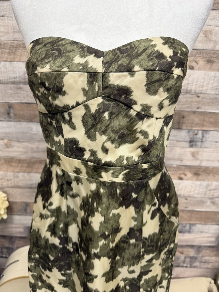 J Crew Strapless Olive & Cream Dress Size 8