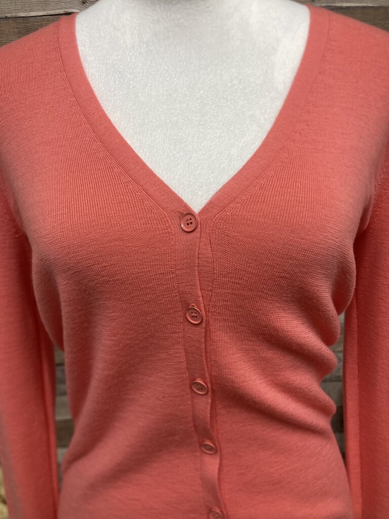 J Crew Coral Button Down Cardigan Size M