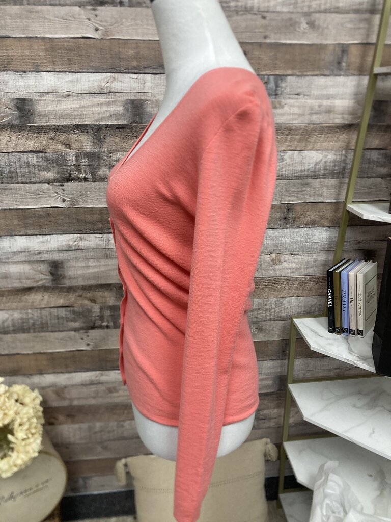 J Crew Coral Button Down Cardigan Size M