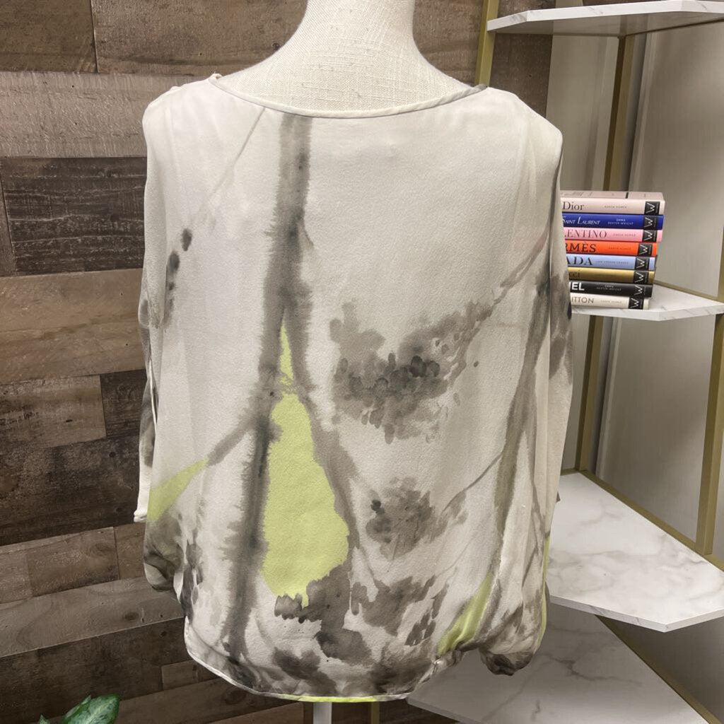 Diane von Furstenberg Silk Ponch Ivory & Lime Size S