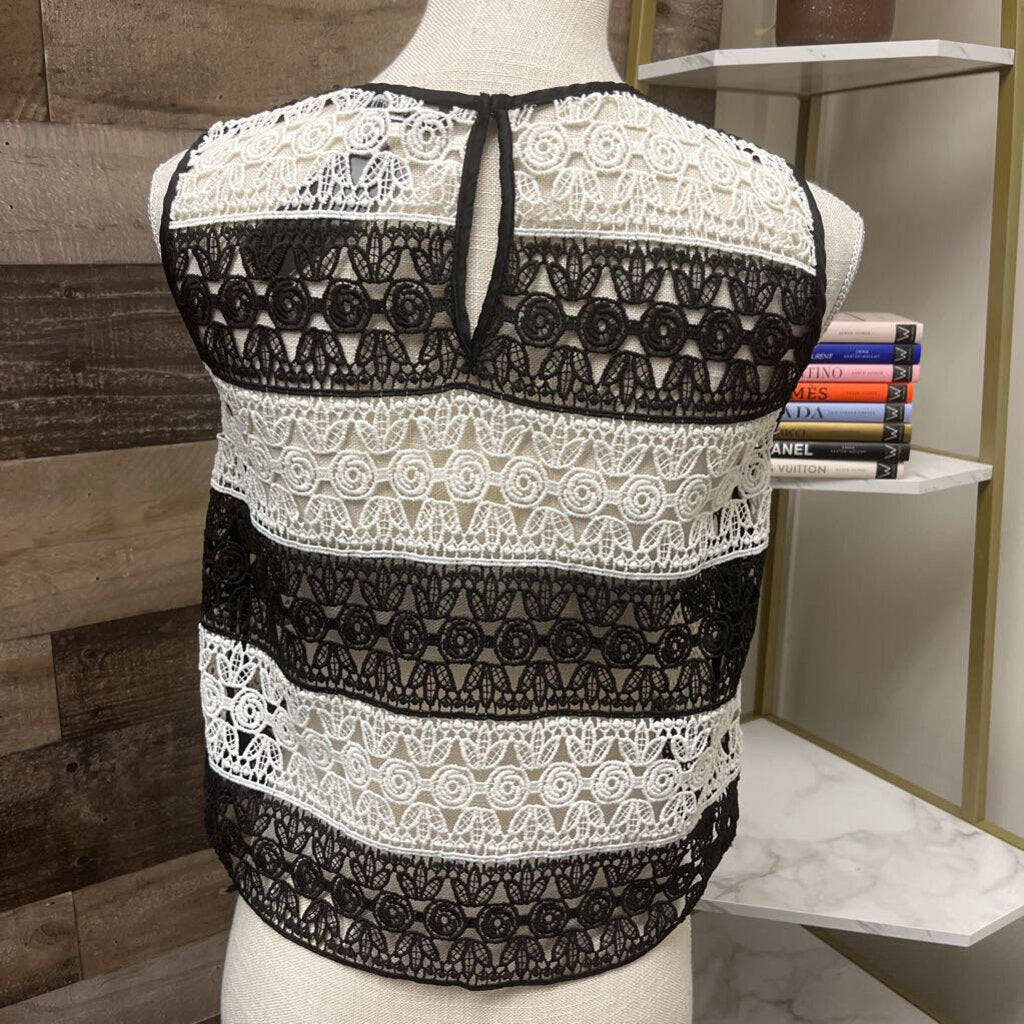 Zara Black & White Crochet Tank Size S