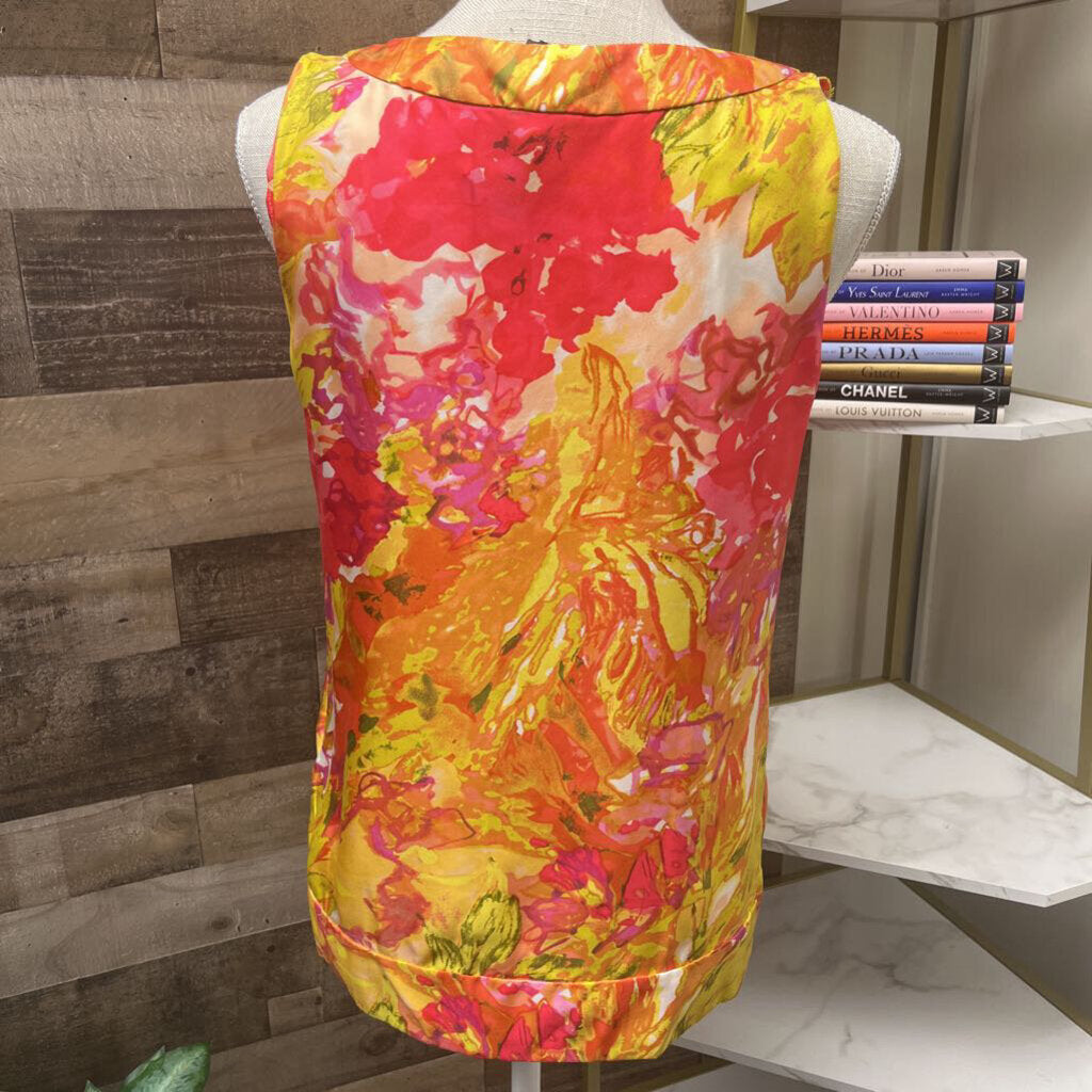 J Crew Floral Silk Yellow & Pink Size 4
