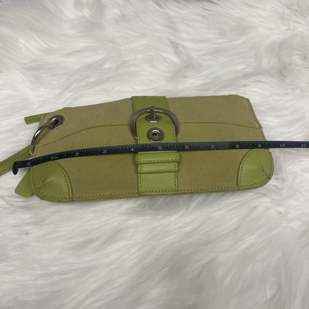 Bath & Body Lime Green Faux Suede Wristlet