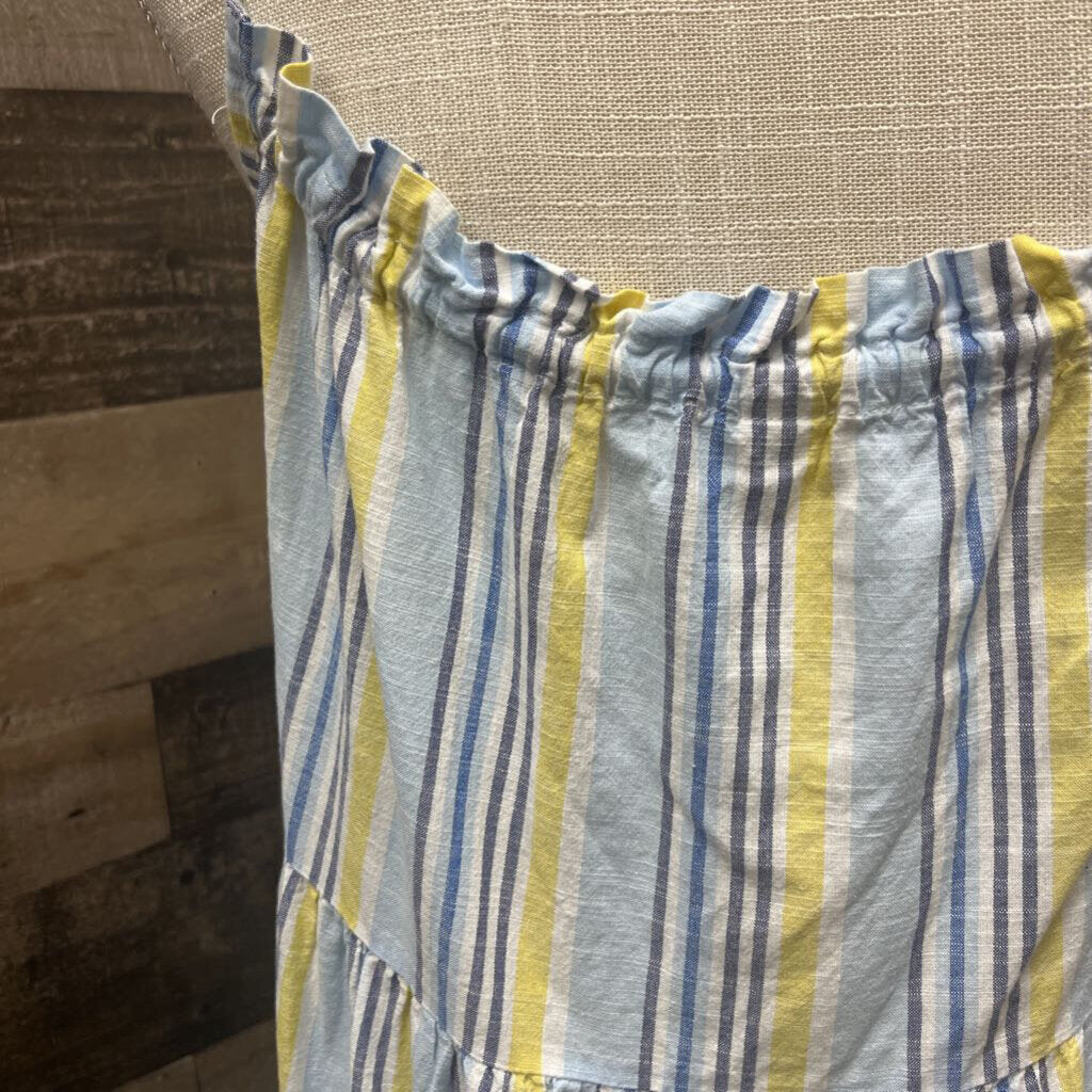 Anthro Blue, White & Yellow Stripe Tiered Summer