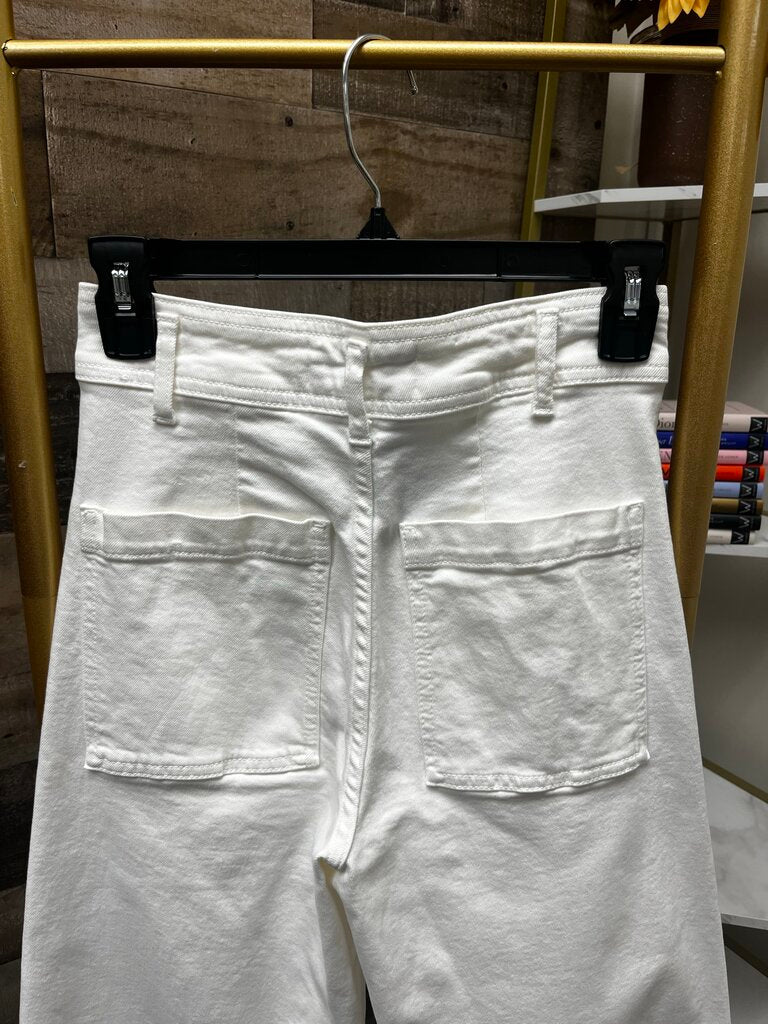 Zara Off White Raw Hem Flare Denim Size 2