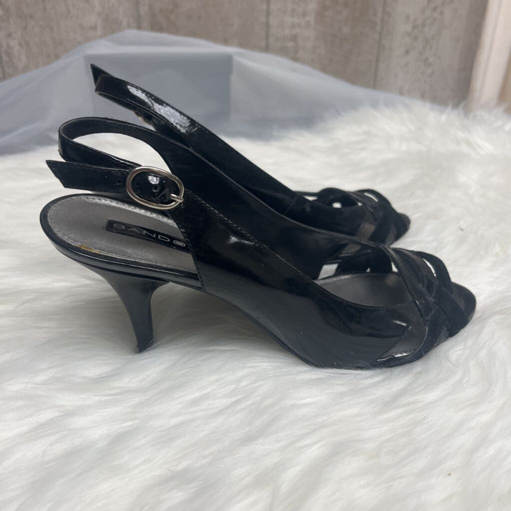 Bandolino Patent Black Leather Sling Peep Toe Size 8