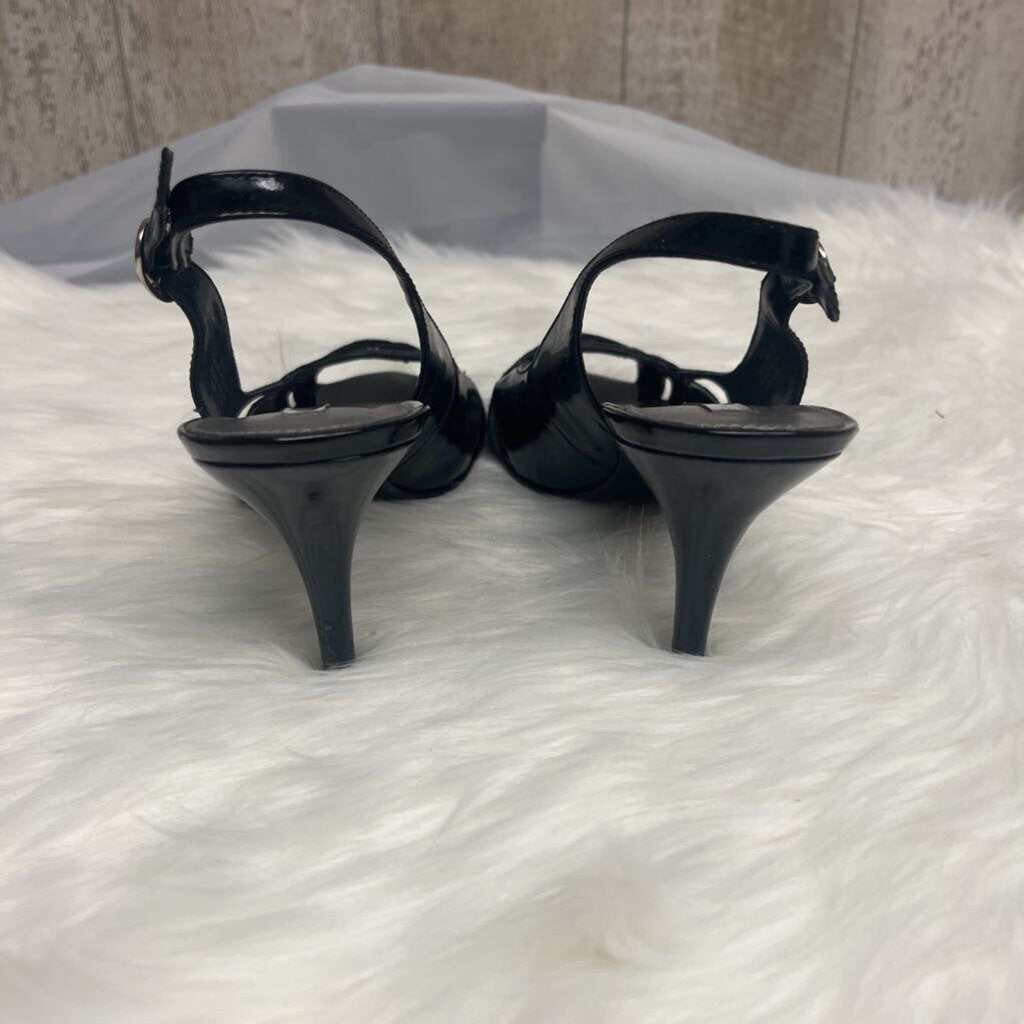 Bandolino Patent Black Leather Sling Peep Toe Size 8