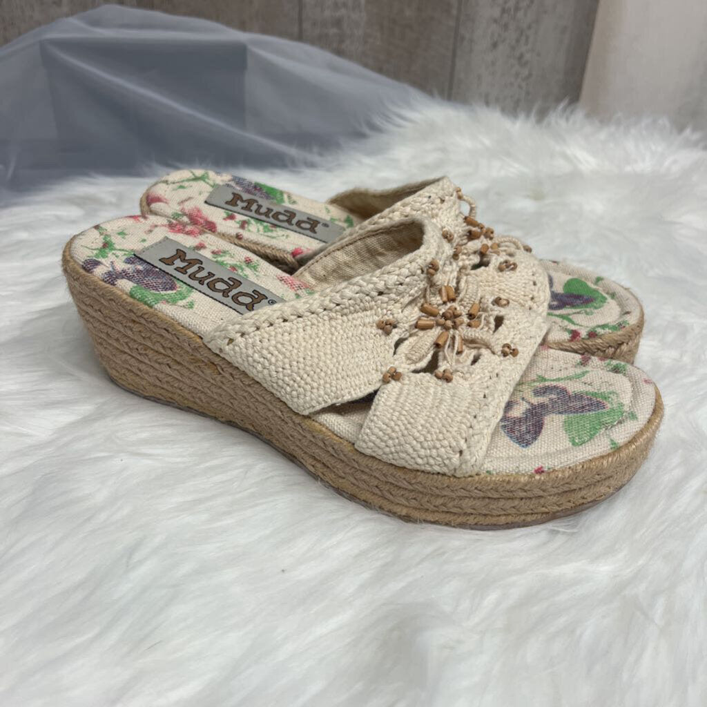 Mudd Wedge Slide Sandal w/Tan Beading Size 7