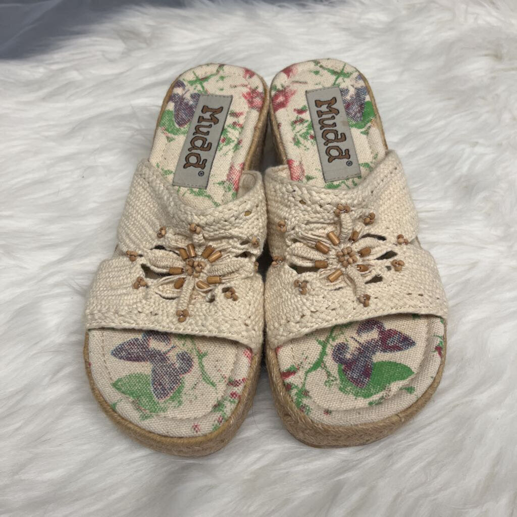 Mudd Wedge Slide Sandal w/Tan Beading Size 7
