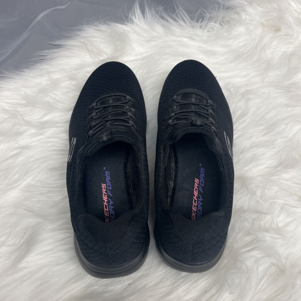 Black Sketchers Memory Foam Bungy Ties Size 7.5
