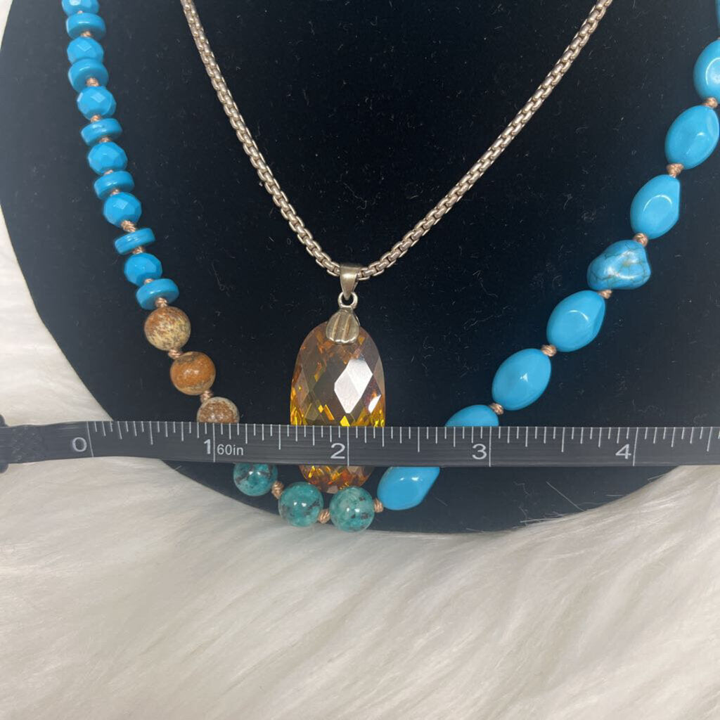Plunder Turqoise & Brown Bead Necklace