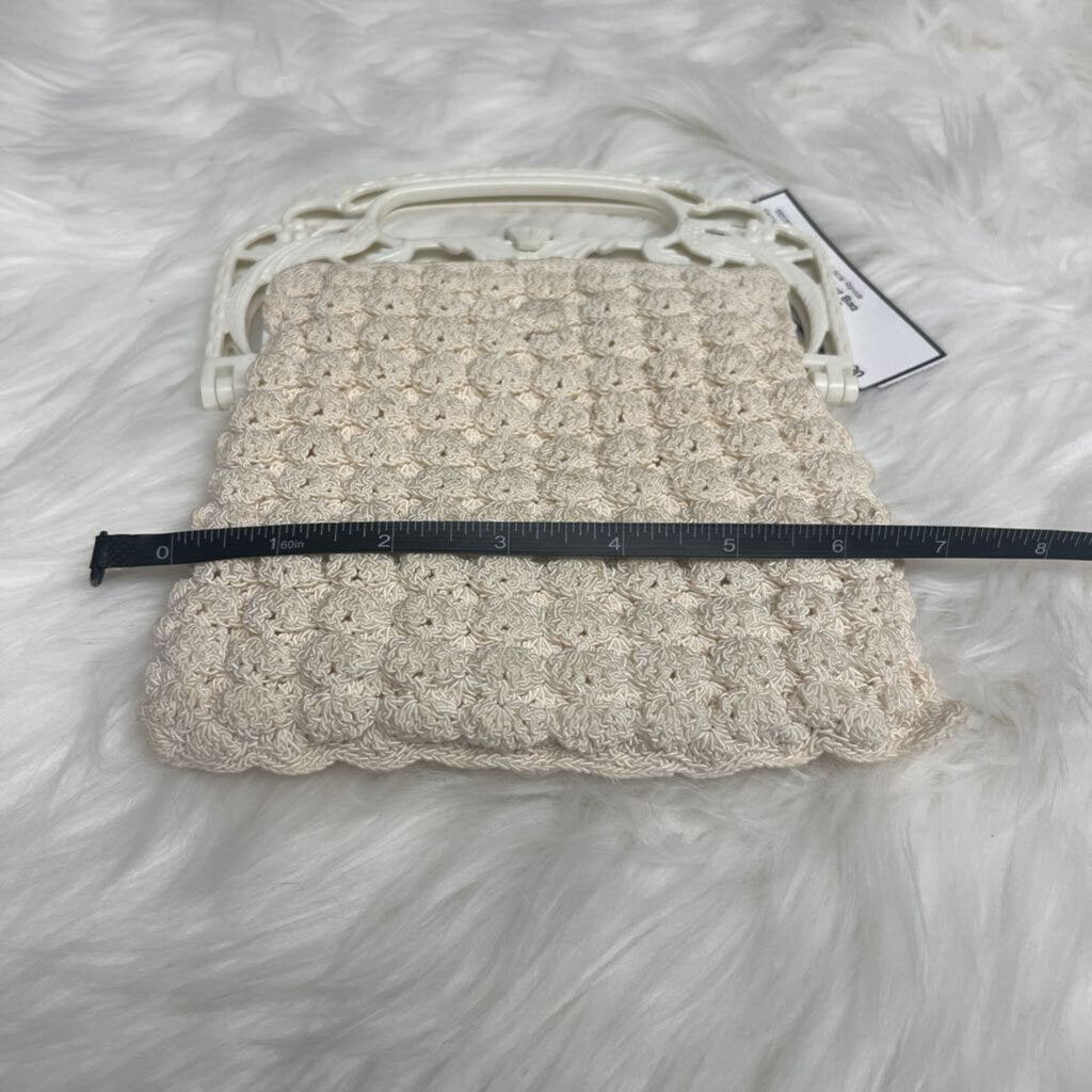 Ivory Crochet Bag w/Peacocks