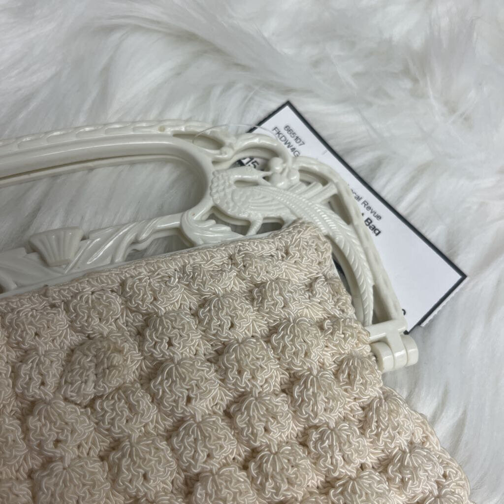 Ivory Crochet Bag w/Peacocks