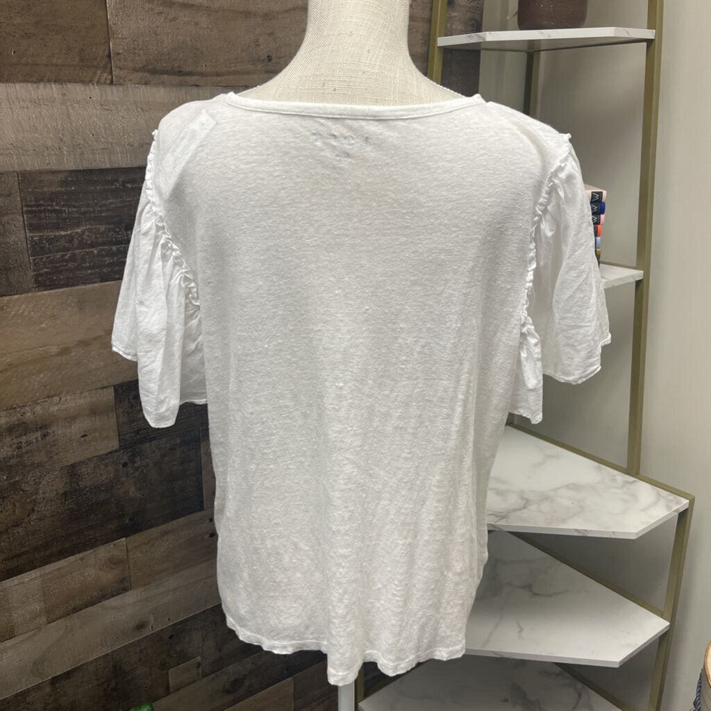 The Loft Linen Cream Puff Short Sleeve Shirt Size L