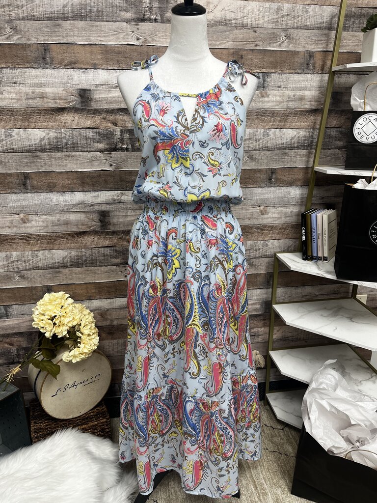 Griffin Women's Smocked Waist Adjustable Tie Halter Maxi Dress Size L