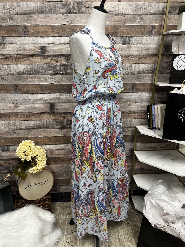 Griffin Women's Smocked Waist Adjustable Tie Halter Maxi Dress Size L