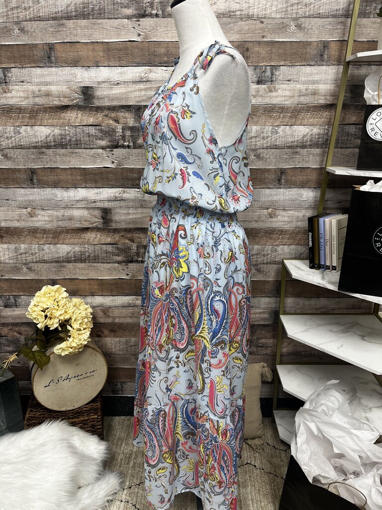 Griffin Women's Smocked Waist Adjustable Tie Halter Maxi Dress Size L