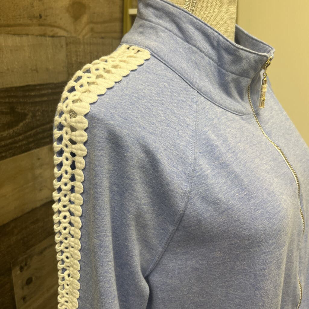Lilly Pulitzer Skipper Sweatshirt w/ Peak A Boo Lace Sleeves Size XL