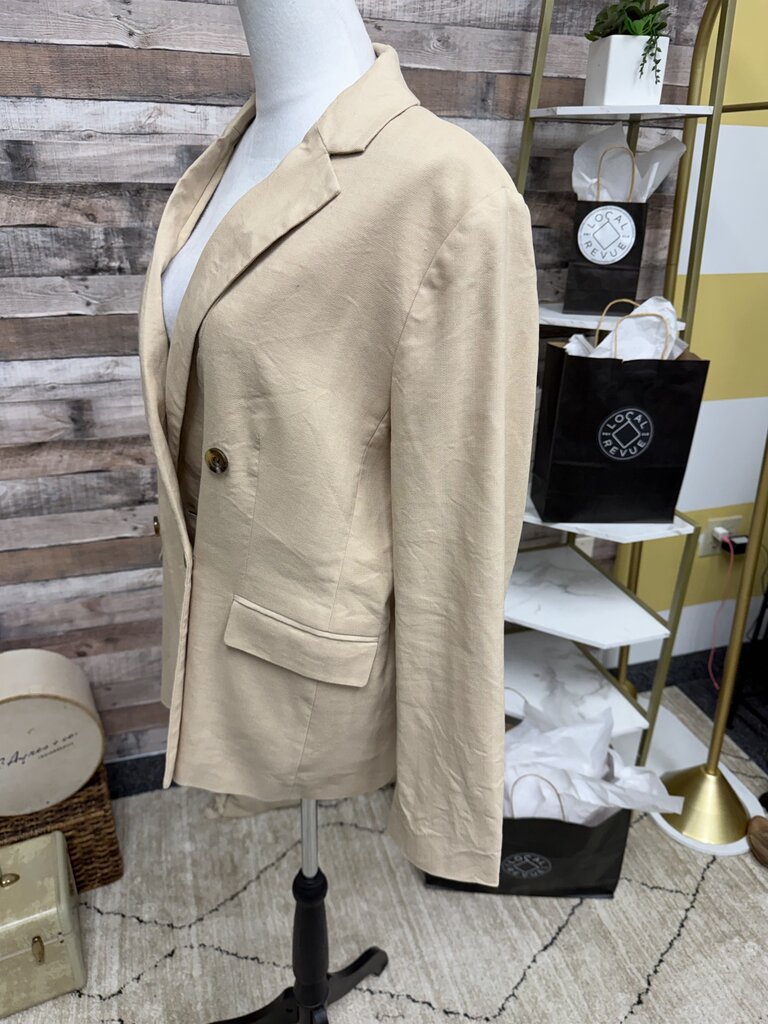 Ann Taylor Double-Breasted Tan Blazer Size 14