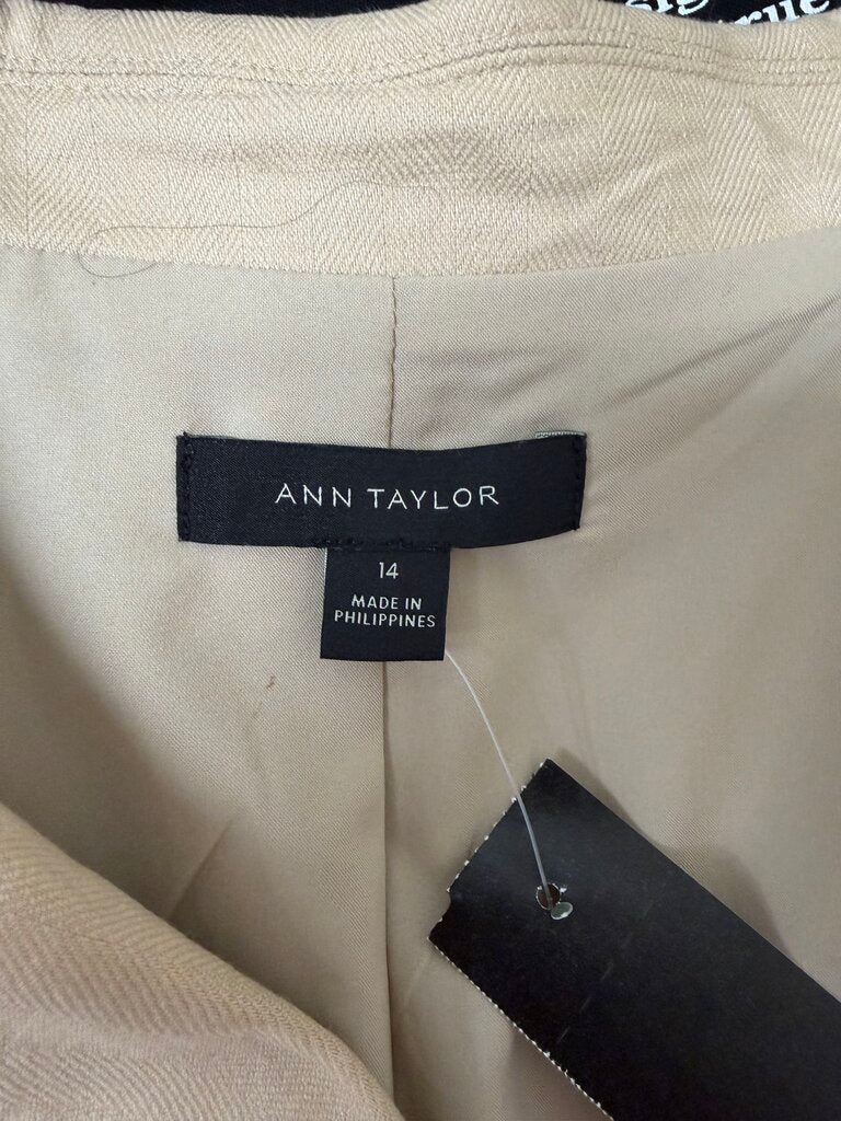 Ann Taylor Double-Breasted Tan Blazer Size 14