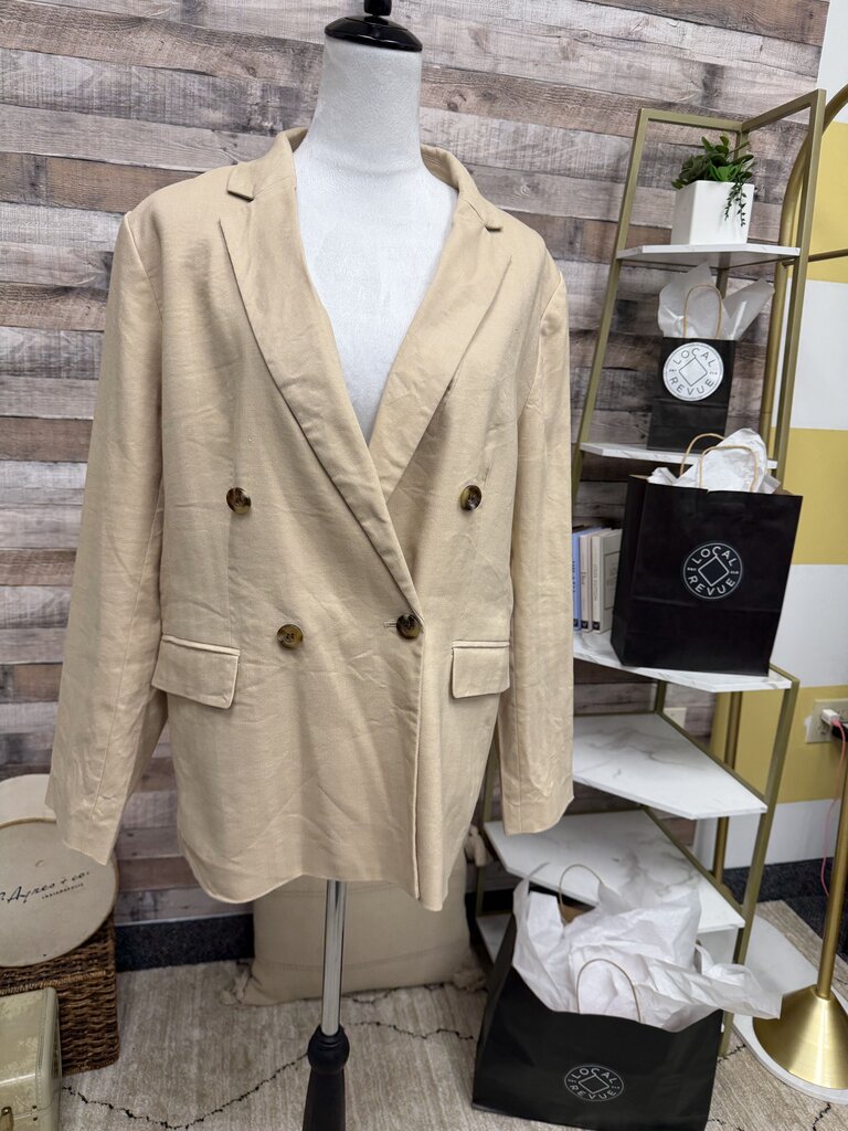 Ann Taylor Double-Breasted Tan Blazer Size 14