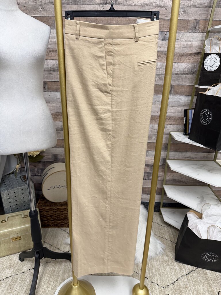 Ann Taylor Pleated Wide-Leg Tan Trousers Size 16