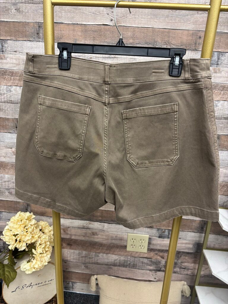 Spanx Stretch Twill Shorts High Rise Shaping Pull On w/ Pocket Size XL