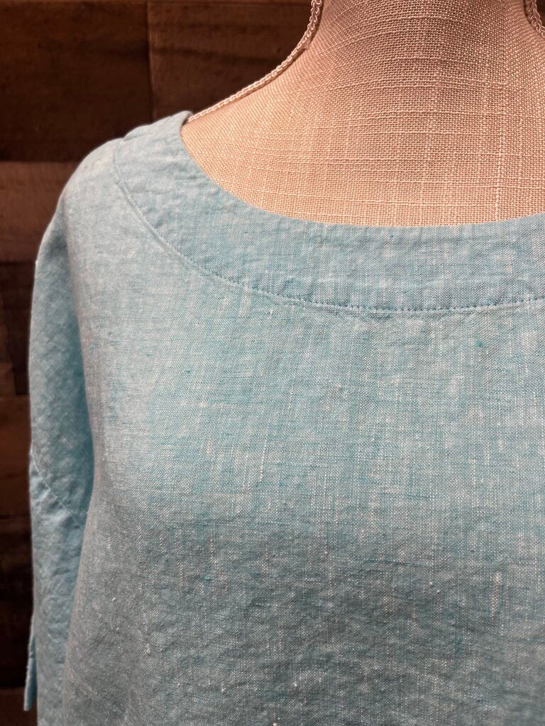 Pure J. Jill Light Blue Linen Short Sleeve Top Size S